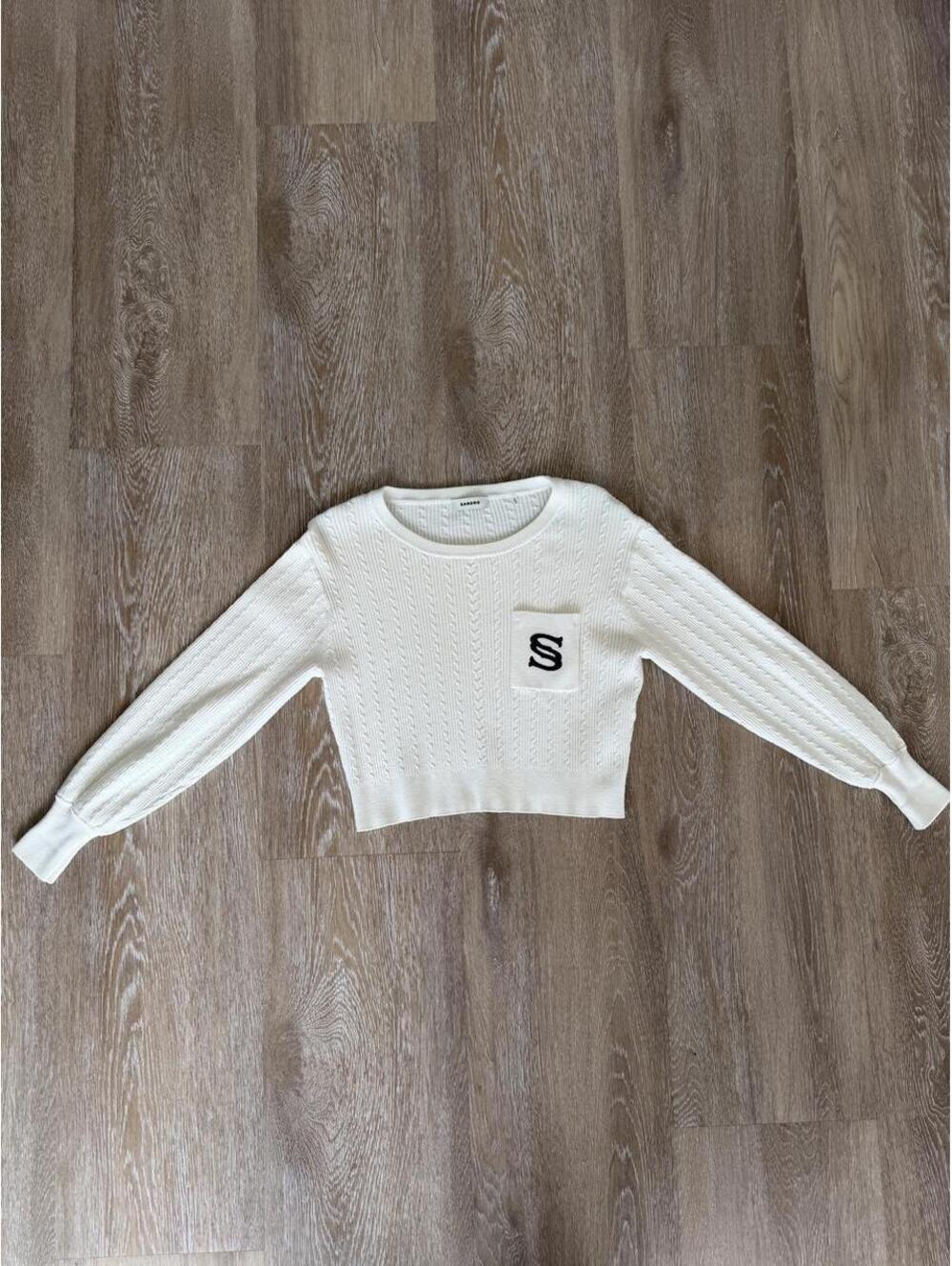 Sandro white cropped sweater